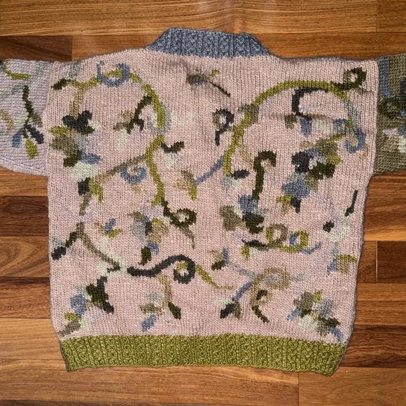 Tara Handknits Floral Cardigan Sweater | Hand Knit | Multicolor - Picture 6 of 14